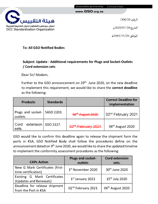 【摩尔认证】GSO更新对插头、插座和排插类产品认证要求的执行日期