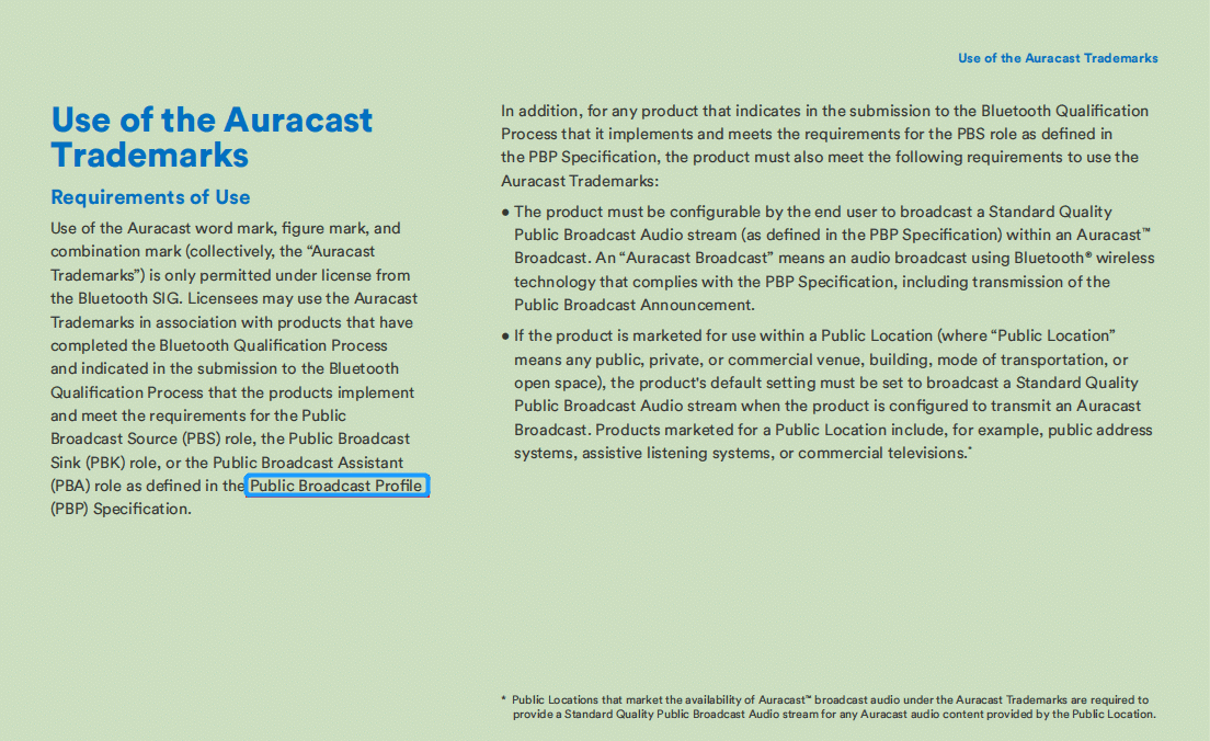 Auracast™商标使用要求